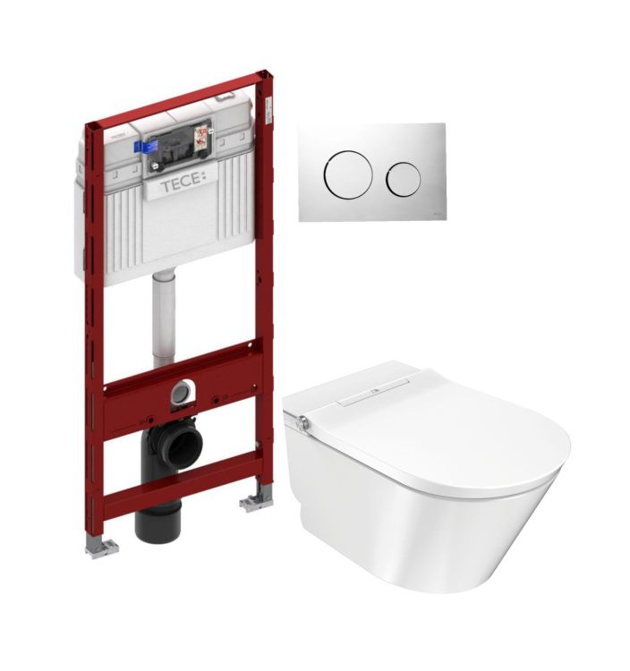 Elektroniczna toaleta myjąca komplet ze stelażem podtynkowym Tece Major&Maker Deluxe A biały