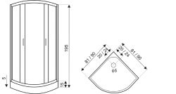 Kabina prysznicowa półokrągła 80x80 cm z brodzikiem Kerra Xenia Duo Black czarny