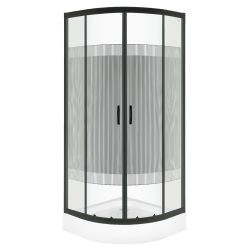 Kabina prysznicowa półokrągła 90x90 cm z brodzikiem Kerra Xenia Duo Black 90 czarny