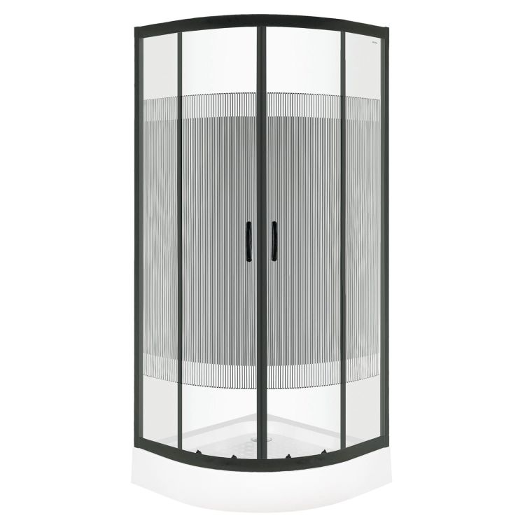 Kabina prysznicowa półokrągła 90x90 cm z brodzikiem Kerra Xenia Duo Black 90 czarny