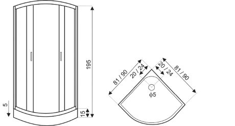 Przejdź do produktu Kabina prysznicowa półokrągła 90x90 cm z brodzikiem Kerra Xenia Duo Black 90 czarny
