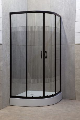 Przejdź do produktu Kabina prysznicowa półokrągła 90x90 cm z brodzikiem Kerra Xenia Duo Black 90 czarny