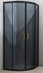 Kabina prysznicowa półokrągła 80x80 cm ze złotym uchwytami Kerra Tiara Gold czarny