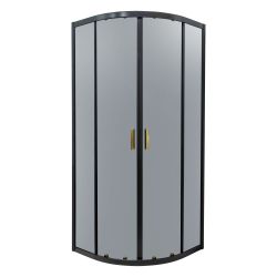 Kabina prysznicowa półokrągła 80x80 cm ze złotym uchwytami Kerra Tiara Gold czarny