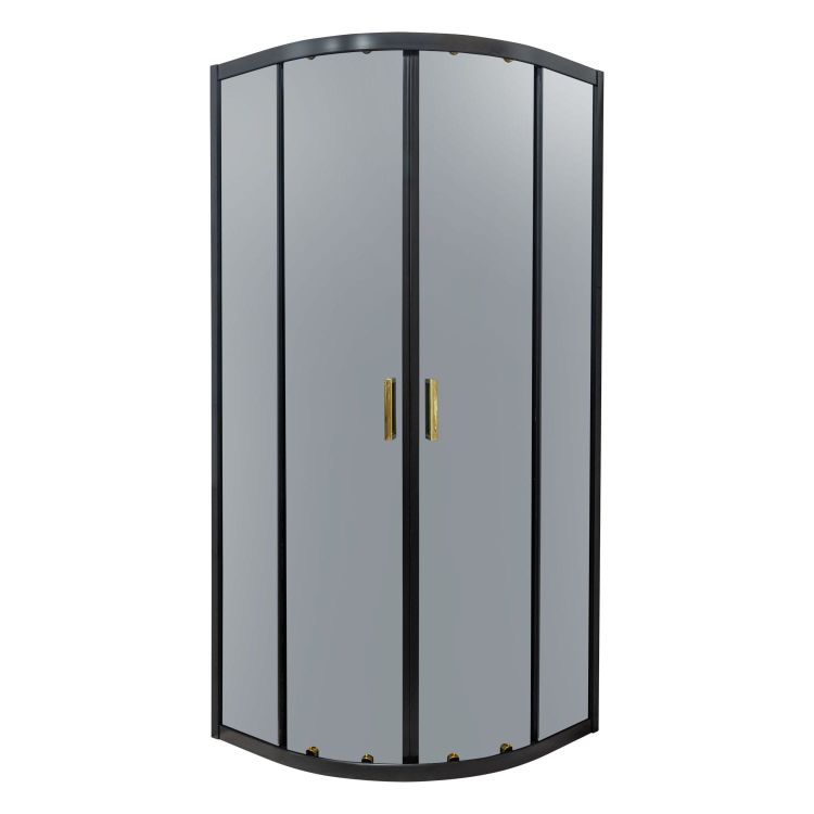 Kabina prysznicowa półokrągła 80x80 cm ze złotym uchwytami Kerra Tiara Gold czarny
