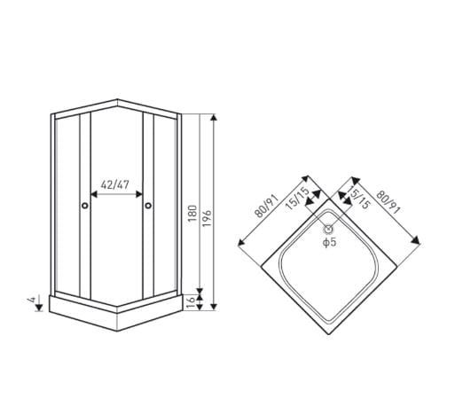 Kabina prysznicowa kwadratowa 80x80 cm z czarnymi profilami i brodzikiem Kerra Olga SQ Black 80