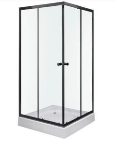 Kabina prysznicowa kwadratowa 90x90 cm z czarnymi profilami i brodzikiem Kerra Olga SQ Black 91