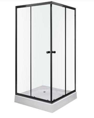 Przejdź do produktu Kabina prysznicowa kwadratowa 90x90 cm z czarnymi profilami i brodzikiem Kerra Olga SQ Black 91