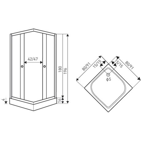 Przejdź do produktu Kabina prysznicowa kwadratowa 80x80 cm z brodzikiem Kerra Olga SQ 80 chrom