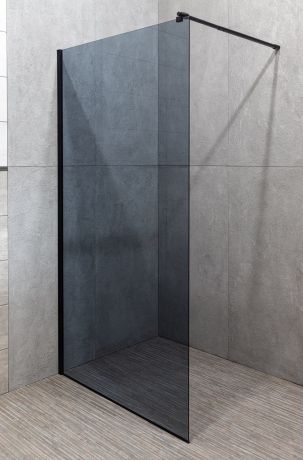 Przejdź do produktu Ścianka prysznicowa 100x200 cm z grafitowym szkłem Kerra Line czarny mat
