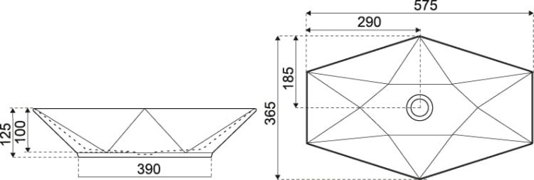 Umywalka nablatowa 57,5x12,5x36,5 cm Kerra KR 570 BLM czarny półmat