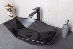 Umywalka nablatowa 57,5x12,5x36,5 cm Kerra KR 570 BLM czarny półmat