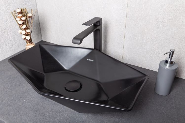 Umywalka nablatowa 57,5x12,5x36,5 cm Kerra KR 570 BLM czarny półmat