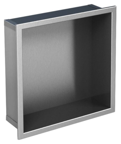 Przejdź do produktu Półka łazienkowa wnękowa do zabudowy 32,5x32,5x10 cm ze stali nierdzewnej kołnierz typu Bend MCJ B. PWN 300/10