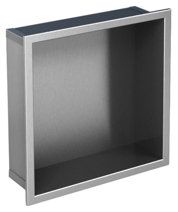 Półka łazienkowa wnękowa do zabudowy 32,5x32,5x10 cm ze stali nierdzewnej kołnierz typu Bend MCJ B. PWN 300/10
