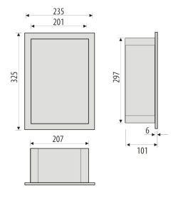 Półka łazienkowa wnękowa do zabudowy 23,5x32,5x10 cm ze stali nierdzewnej kołnierz typu Bend MCJ B. PWN 200/10