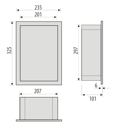 Przejdź do produktu Półka łazienkowa wnękowa do zabudowy 23,5x32,5x10 cm ze stali nierdzewnej kołnierz typu Bend MCJ B. PWN 200/10