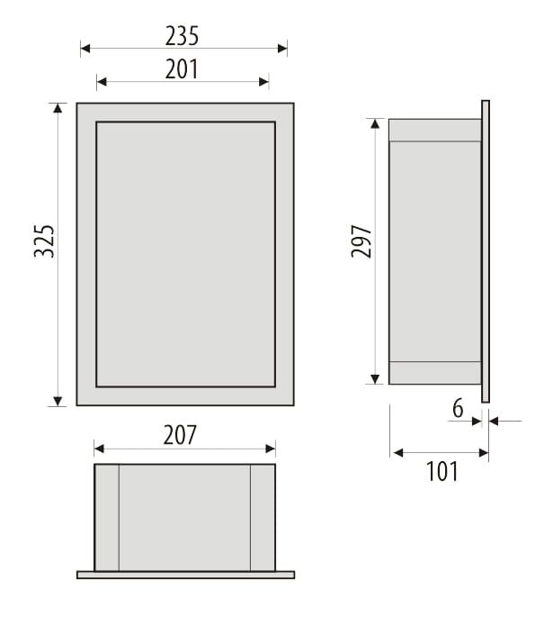 Półka łazienkowa wnękowa do zabudowy 23,5x32,5x10 cm ze stali nierdzewnej kołnierz typu Bend MCJ B. PWN 200/10