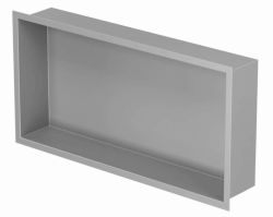 Półka łazienkowa wnękowa do zabudowy 62,3x32,3x15 cm ze stali nierdzewnej kołnierz typu Flat MCJ F.PWN 600/15 szary