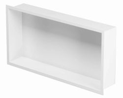Półka łazienkowa wnękowa do zabudowy 62,3x32,3x15 cm ze stali nierdzewnej kołnierz typu Flat MCJ F.PWN 600/15 biały