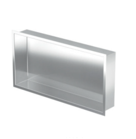 Przejdź do produktu Półka łazienkowa wnękowa do zabudowy 92,3x32,3x15 cm ze stali nierdzewnej kołnierz typu Flat MCJ F.PWN 900/15