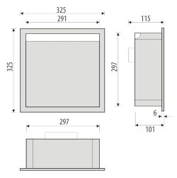 Półka łazienkowa wnękowa do zabudowy 32,5x32,5x10 cm ze stali nierdzewnej z oświetleniem LED kołnierz typu Bend MCJ B. PWN LED 300/10