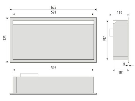 Przejdź do produktu Półka łazienkowa wnękowa do zabudowy 62,5x32,5x10 cm ze stali nierdzewnej z oświetleniem LED kołnierz typu Bend MCJ B. PWN LED 600/10