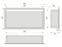Półka łazienkowa wnękowa do zabudowy 62,5x32,5x15 cm ze stali nierdzewnej z oświetleniem LED kołnierz typu Bend MCJ B. PWN LED 600/15