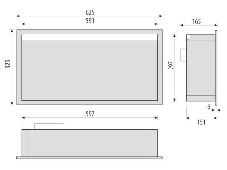 Przejdź do produktu Półka łazienkowa wnękowa do zabudowy 62,5x32,5x15 cm ze stali nierdzewnej z oświetleniem LED kołnierz typu Bend MCJ B. PWN LED 600/15