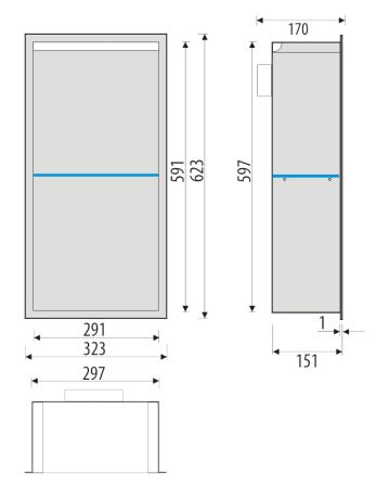 Przejdź do produktu Półka łazienkowa wnękowa do zabudowy 32,5x59x15 cm ze stali nierdzewnej z oświetleniem LED kołnierz typu Flat MCJ F.PWNP LED 600/15