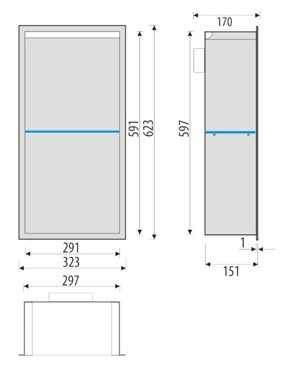 Półka łazienkowa wnękowa do zabudowy 32,5x59,7x15 cm ze stali nierdzewnej z oświetleniem LED kołnierz typu Flat MCJ F.PWNP LED 600/15