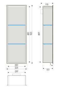 Półka łazienkowa wnękowa do zabudowy 32,5x89,7x15 cm ze stali nierdzewnej z oświetleniem LED kołnierz typu Flat MCJ F.PWNP LED 900/15