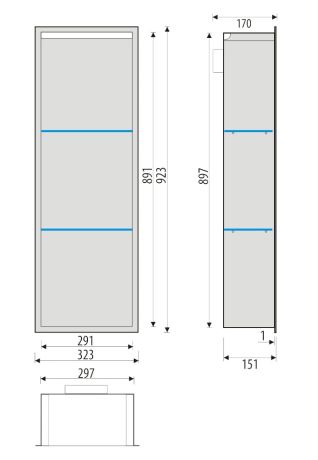 Przejdź do produktu Półka łazienkowa wnękowa do zabudowy 32,5x89x15 cm ze stali nierdzewnej z oświetleniem LED kołnierz typu Flat MCJ F.PWNP LED 900/15