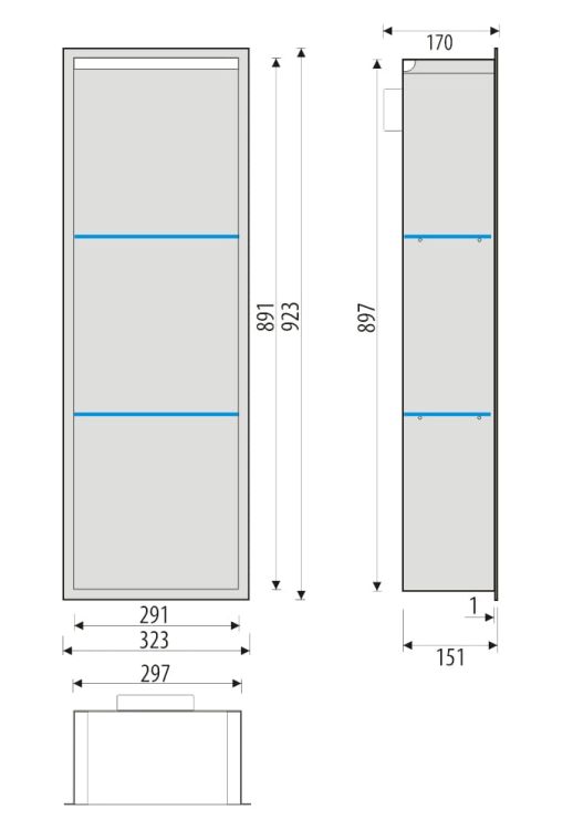 Półka łazienkowa wnękowa do zabudowy 32,5x89,7x15 cm ze stali nierdzewnej z oświetleniem LED kołnierz typu Flat MCJ F.PWNP LED 900/15