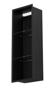 Półka łazienkowa wnękowa do zabudowy 32,5x89,7x15 cm ze stali nierdzewnej z oświetleniem LED kołnierz typu Flat MCJ F.PWNP LED 900/15 czarny