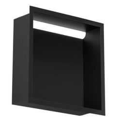 Półka łazienkowa wnękowa do zabudowy 32,3x32,3x10 cm ze stali nierdzewnej z oświetleniem LED, kołnierz typu Flat MCJ F.PWN 300/10 LED cczarny