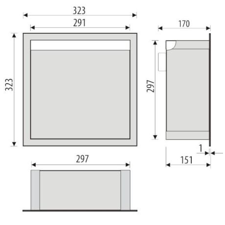 Przejdź do produktu Półka łazienkowa wnękowa do zabudowy 32,3x32,3x15 cm ze stali nierdzewnej z oświetleniem LED, kołnierz typu Flat MCJ F.PWN 300/15 LED
