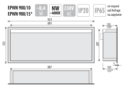 Półka łazienkowa wnękowa do zabudowy 92,3x32,3x10 cm ze stali nierdzewnej z oświetleniem LED, kołnierz typu Flat MCJ F.PWN 900/10 LED