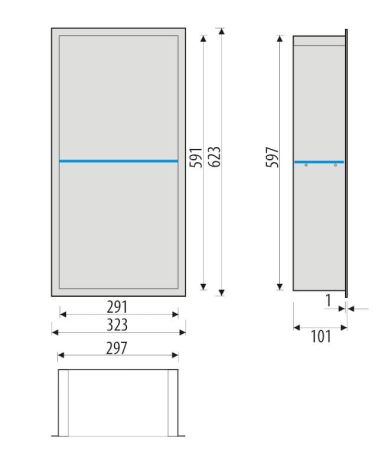Przejdź do produktu Półka łazienkowa wnękowa do zabudowy 32,5x62,3x10 cm ze stali nierdzewnej ze szklanymi półkami kołnierz typu Flat MCJ F.PWNP 600/10