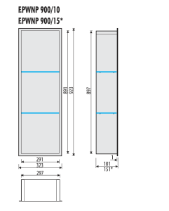 Półka łazienkowa wnękowa do zabudowy 32,5x89,7x10 cm ze stali nierdzewnej ze szklanymi półkami kołnierz typu Flat MCJ F.PWNP 900/10