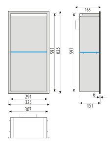 Półka łazienkowa wnękowa do zabudowy 32,5x59,7x15 cm ze stali nierdzewnej z oświetleniem LED kołnierz typu Bend MCJ B.PWNP LED 600/15