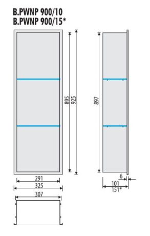 Przejdź do produktu Półka łazienkowa wnękowa do zabudowy 32,5x92,5x15 cm ze stali nierdzewnej MCJ B.PWNP 900/15