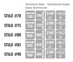 Lustro okrągłe 70 cm z czarną, stalową ramą i oświetleniemLED MCJ Stilo - inne dostępne rozmiary
