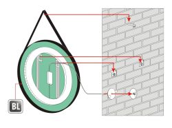 Lustro okrągłe 70 cm z czarną, stalową ramą i oświetleniemLED MCJ Stilo - montaż
