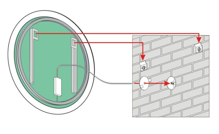 Lustro okrągłe 70 cm z oświetleniem LED MCJ Carmen - montaż