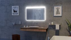 Lustro prostokątne 60x80 cm ze stalową ramą i oświetleniem LED MCJ Donato