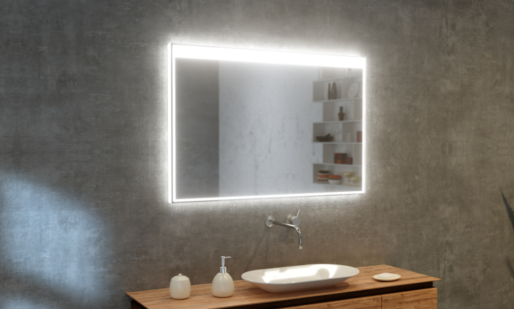 Lustro prostokątne 60x80 cm ze stalową ramą i oświetleniem LED MCJ Donato