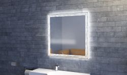 Lustro prostokątne 80x60 cm ze stalową ramą i oświetleniem LED MCJ Diamant