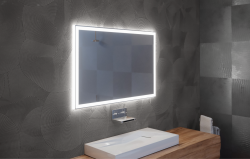 Lustro prostokątne 80x60 cm ze stalową ramą i oświetleniem LED MCJ Diamant