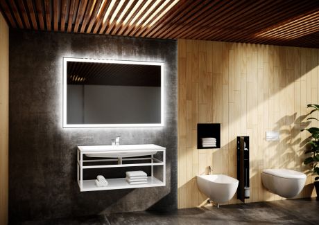 Przejdź do produktu Lustro prostokątne 80x60 cm ze stalową ramą i oświetleniem LED MCJ Diamant